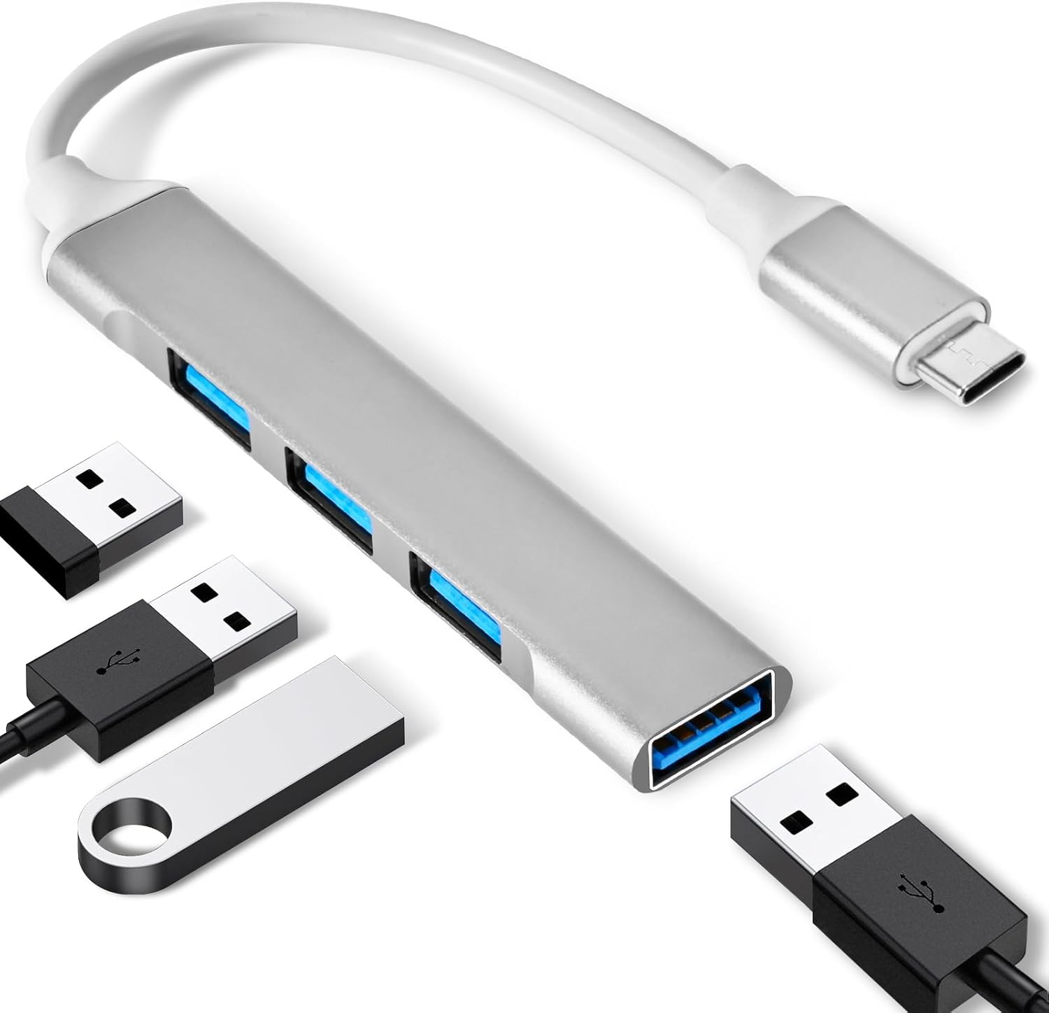 4 Ports USB C to USB Hub Aluminum