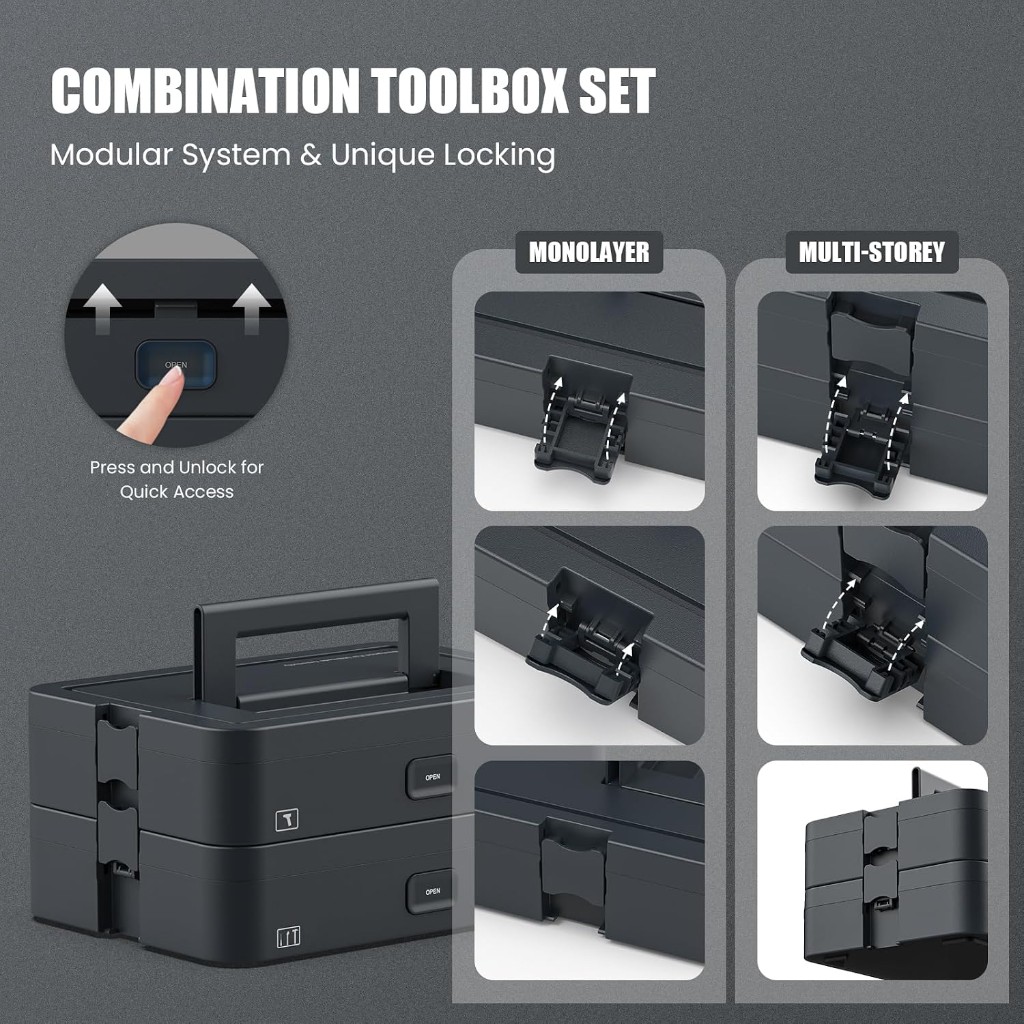 Blackzero BZD-01T-PH-A1 combination toolbox set — modular locking system, monolayer and multi-storey